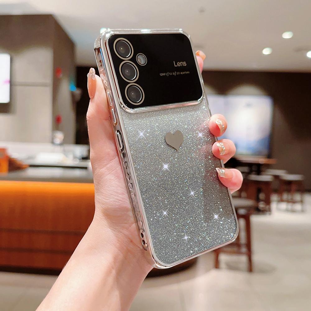 

Чохол для телефону Samsung Galaxy A54 5G з градієнтним блискучим порошком та гальванізованим краєм з ТПУ Silver