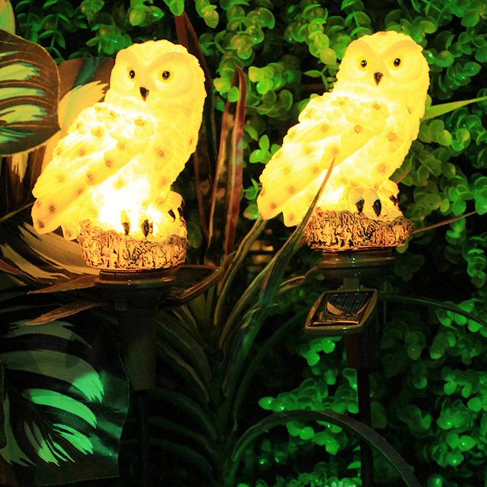 Solar LED Lights Outdoor Decorative Lawn Stake Owl Lights Yard Art Garden Decor