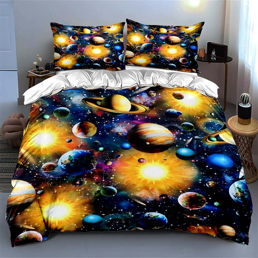 Planets and Stars. Bedding Duvet Cover Sets Duvet Covers Pillowcases Gifts (1 * Duvet Cover 2 * Pillowcases, Without Duvet Insert)