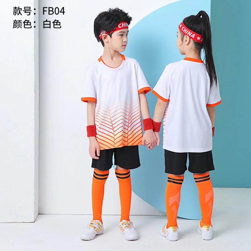 Kids Soccer Uniform Set Gradient Print Performance Jersey Short Sleeve Kit Training Match