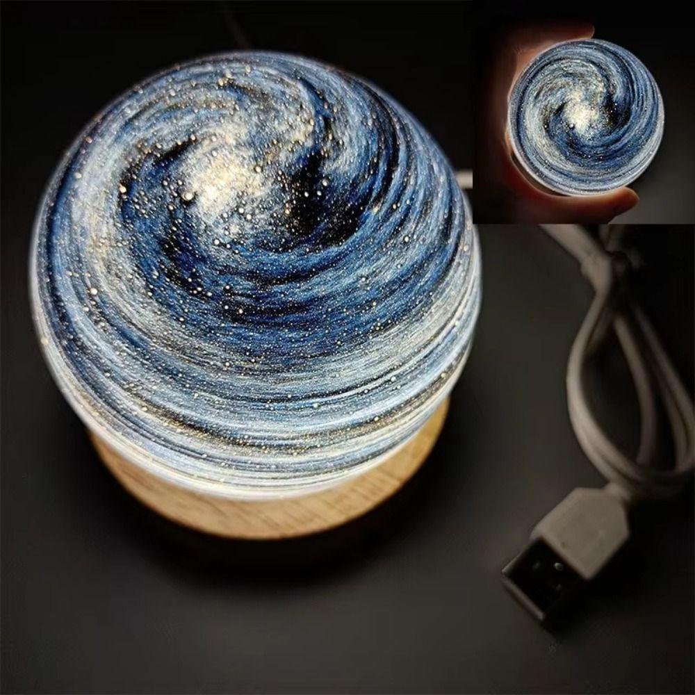 With Wooden Stand 3D Planet Glass Lamp USB Plug in Crystal Ball  Children Birthday Gift