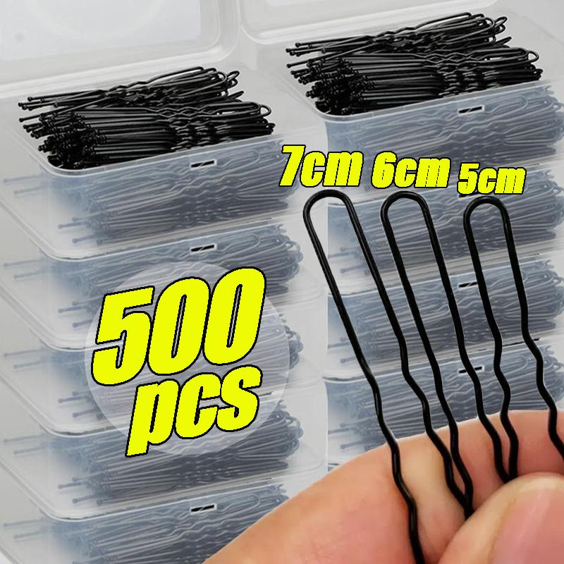 Pince à Cheveux Ondulée en Forme de U de 5/6/7cm Épingle à Cheveux Barrette Pince de Salon Épingles à Cheveux en Métal Noir Bricolage Coiffure de Mariée Accessoires pour Cheveux Femme