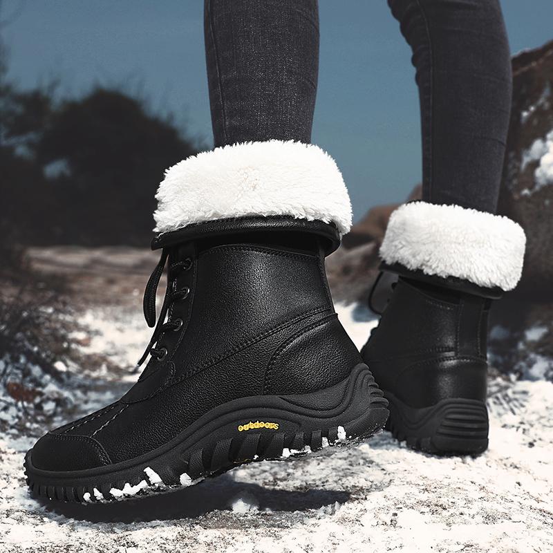 Winter Snow Boots Women Outdoor Warm Plush High-top Boots Women Anti-slip Durable Solid Color Thick-soled Casual Women Shoes