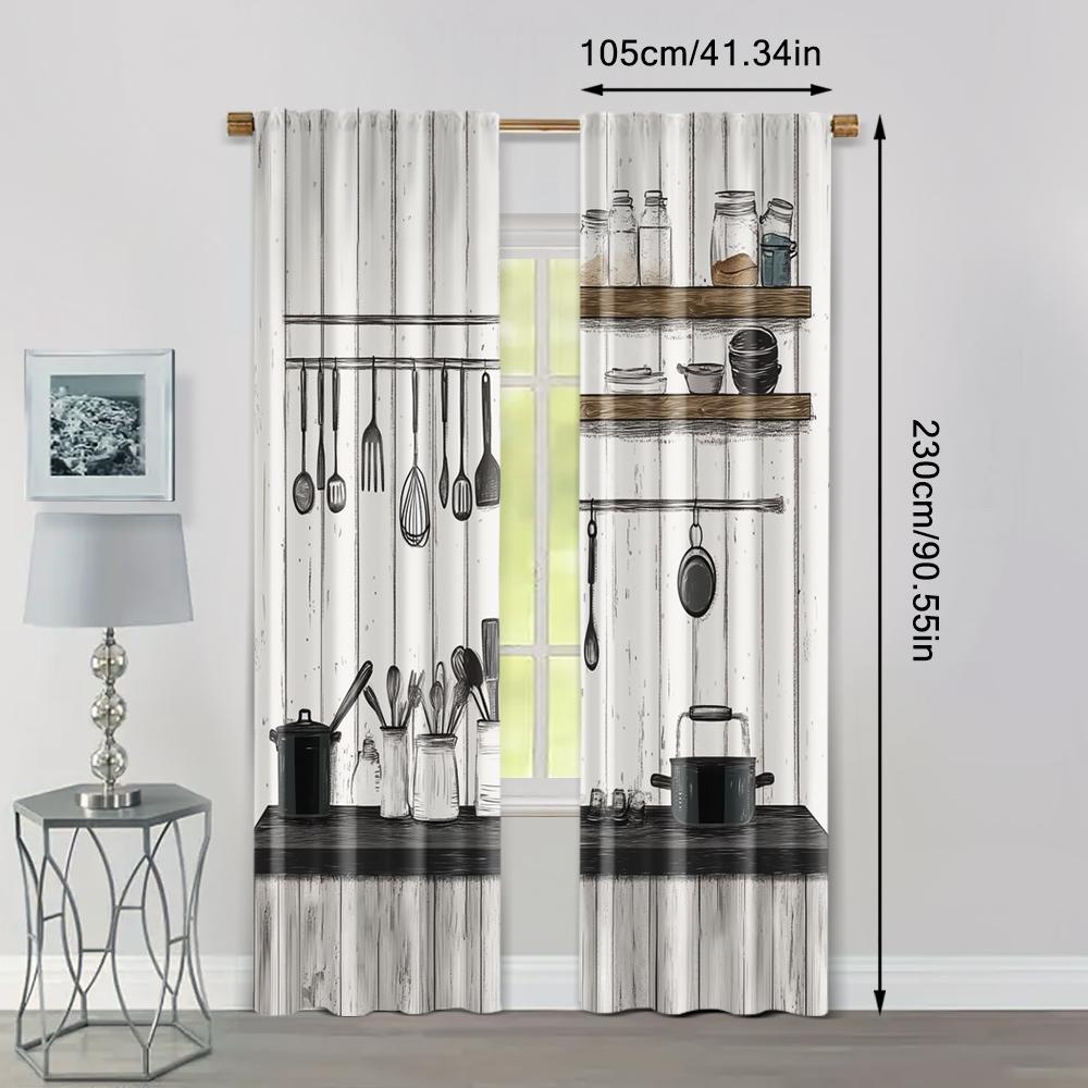 2 Stück, Vorhänge&Fensterdekoration 2D-Druck Küchenregeln Bauernhof Maschinenwaschbarer Stoff (ohne Stange) Dekorationen Für Zuhause Perfekt