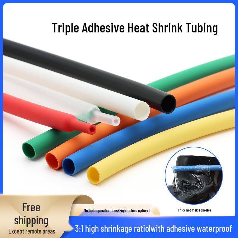 Mehrfarbiges dreiwandiges Schrumpfschlauch mit Kleber: Wasserdichte, verdickte Isolierhülle für sicheren Kabelschutz.