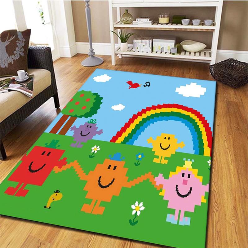 Sig. Tappeto Little Miss da Uomo per Soggiorno Camera da Letto Casa Decorazione Divano, Tappetino Antiscivolo per Giochi Bambini