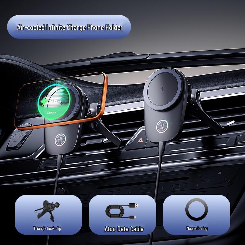 

Universal Magnetic Wireless Car Charger for Apple 17 with Navigation Cooling Touch Horizontal/Vertical Screen with RGB Lighting