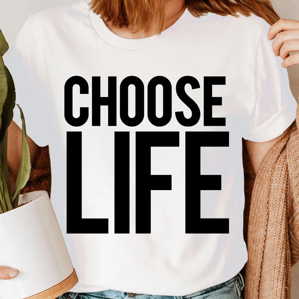 T-Shirt Choose Life Ispirata ai Wham Anni '80 Travestimento Retrò Magliette da Donna #UJG