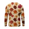 T-shirt da uomo a maniche lunghe con stampa di foglie d'acero, top casual leggero girocollo per autunno e inverno