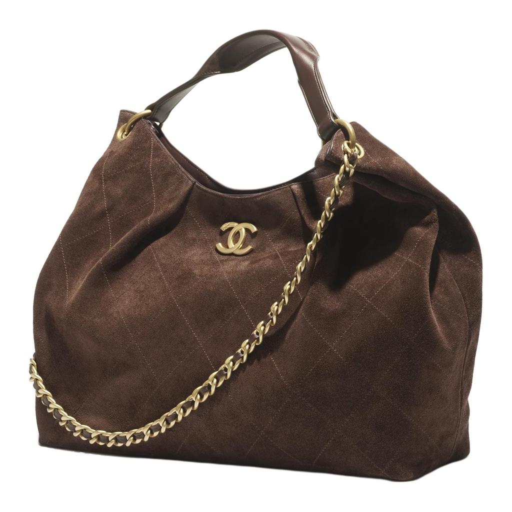 CHANEL HOBO Suede Effect With Calfskin And Lambskin Handbag Extra Large Women's Dark Brown AS6016-B22708-U3950