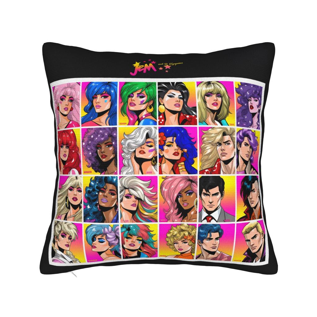 Kpop Style Jem And The Holograms Pillow Cover Comfy Cushion Cover Vintage Pillow Case For Sofa Couch Bed Living Room