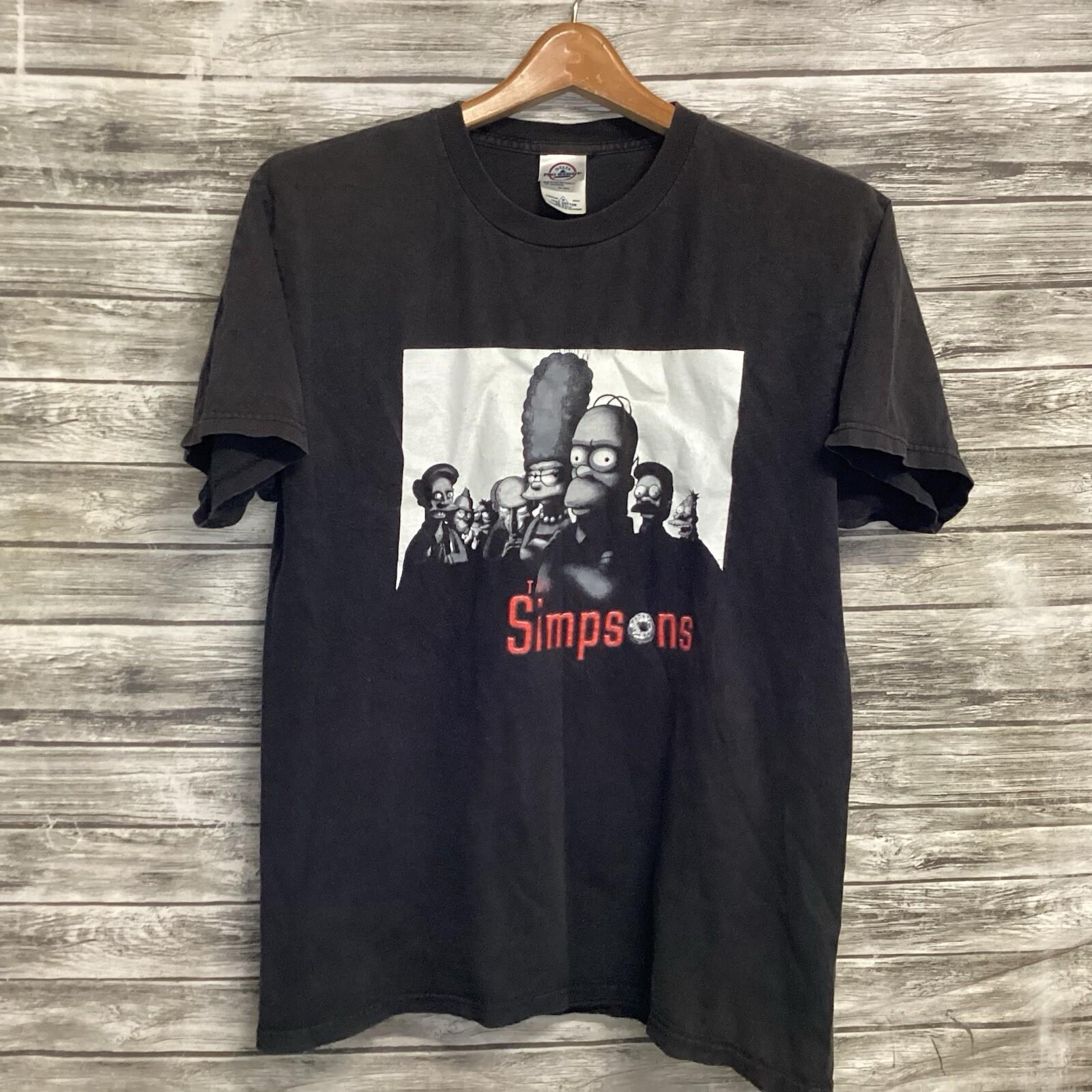 Vintage The Simpsons Shirt Mens Medium Black 2001 Fox Sopranos Parody Mafia Y2K Unisex T-Shirt S