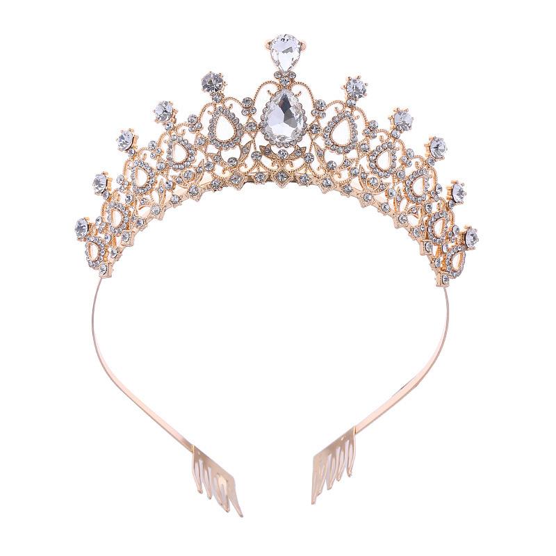 European and American Bridal Crown Tiara Alloy Crystal Wedding Hair Accessories Crown Birthday Party Headband Jewelry