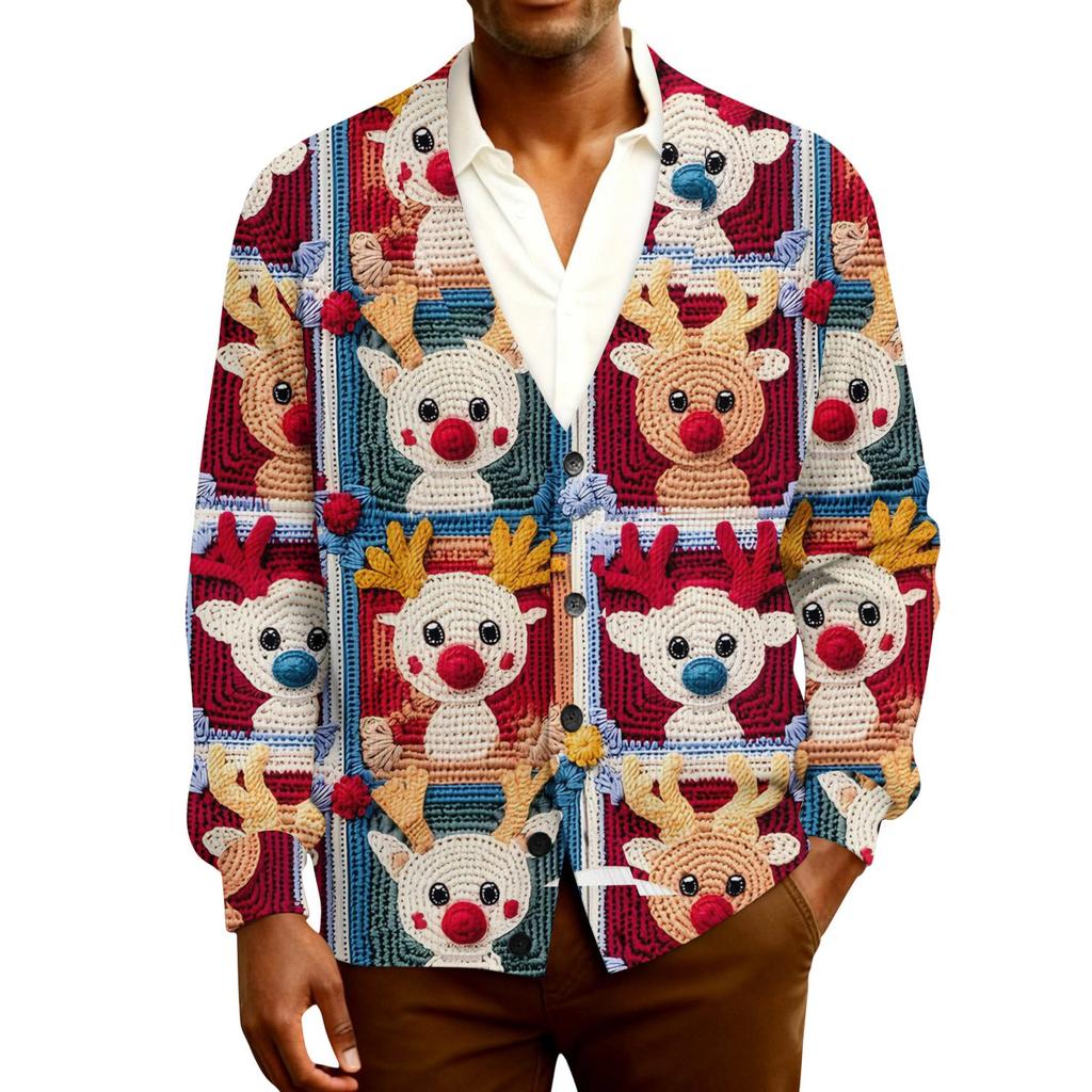 Herre Cardigan med lange ermer i ribbestrikk