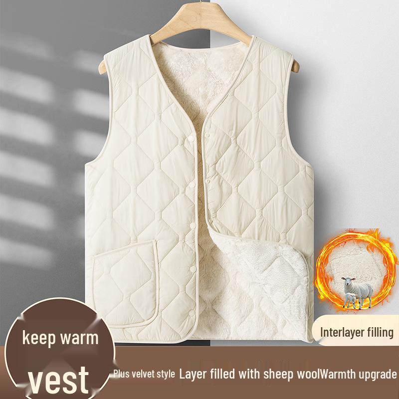 Elderly Women's Warm Velvet Vest: Cozy Autumn/Winter Shawl for Grandma and Mom