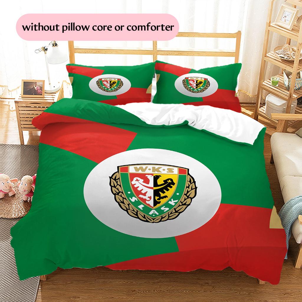 Śląsk Wrocław Muster Bettwäsche Bettdecken-Set Heimdekoration Geschenk (1 Bettbezug + 2 Kissenbezüge (ohne Füllung))