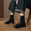 Fashion 2025 New Autumn Women Boots Sheepskin Leather Women Shoes Round Toe Chunky Heel Modern Short Boots Stretch Platform High Heels