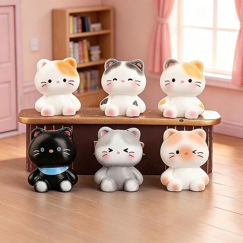 10Pcs Cute Mini Cat Figurines Resin Craft Hand Painted Tiny Kitten Models For Fairy Garden Diy Micro Landscape Decor Accessorie