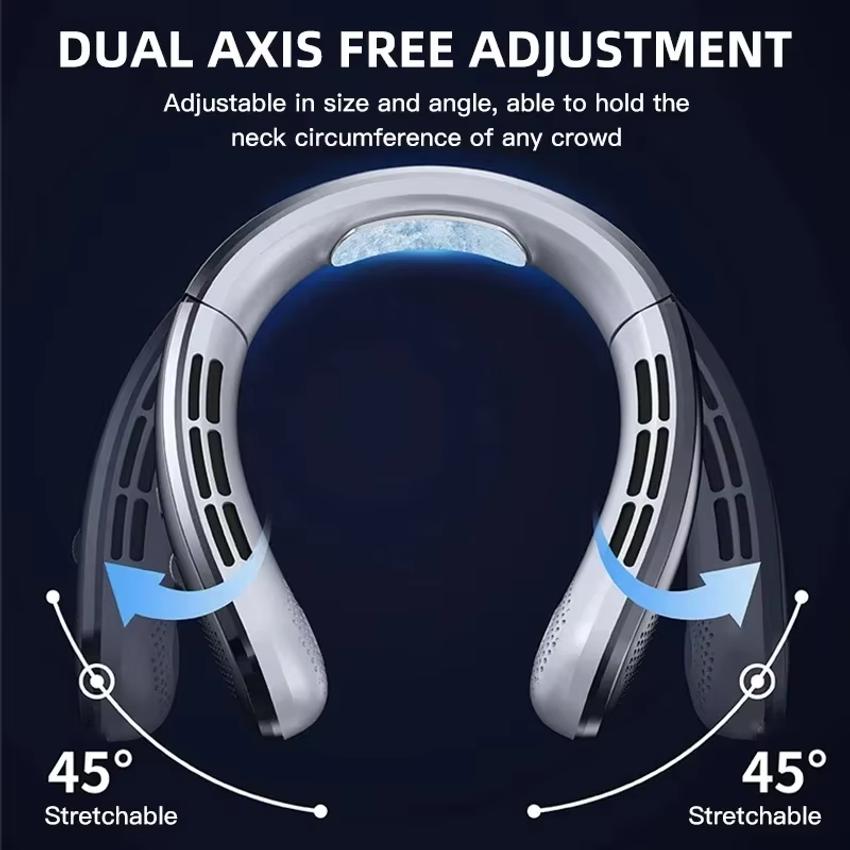 8000mAh USB Hanging Neck Fan Portable Bladeless Mini Rechargeable Mute LED Digital Display Electric Air Cooler Handheld