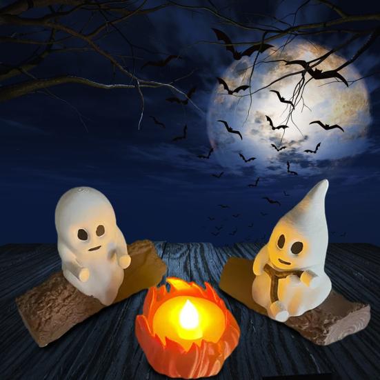 Ghost Campfire Gathering Ornament Ghost Table Centerpieces Halloween Decoration Desktop Statue Gift for Halloween Lovers