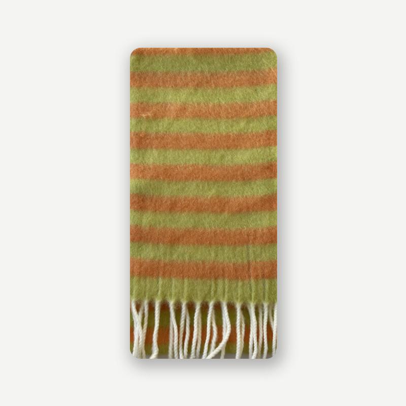 Original Wool Blended Colorful Striped Tassel Scarf for Girls in with Cute Woolen Scarf New Style