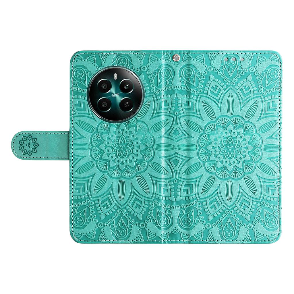 For Realme 12 4G/12+ 5G Wallet Case Sunflower Imprinted Leather Flip Phone Cover