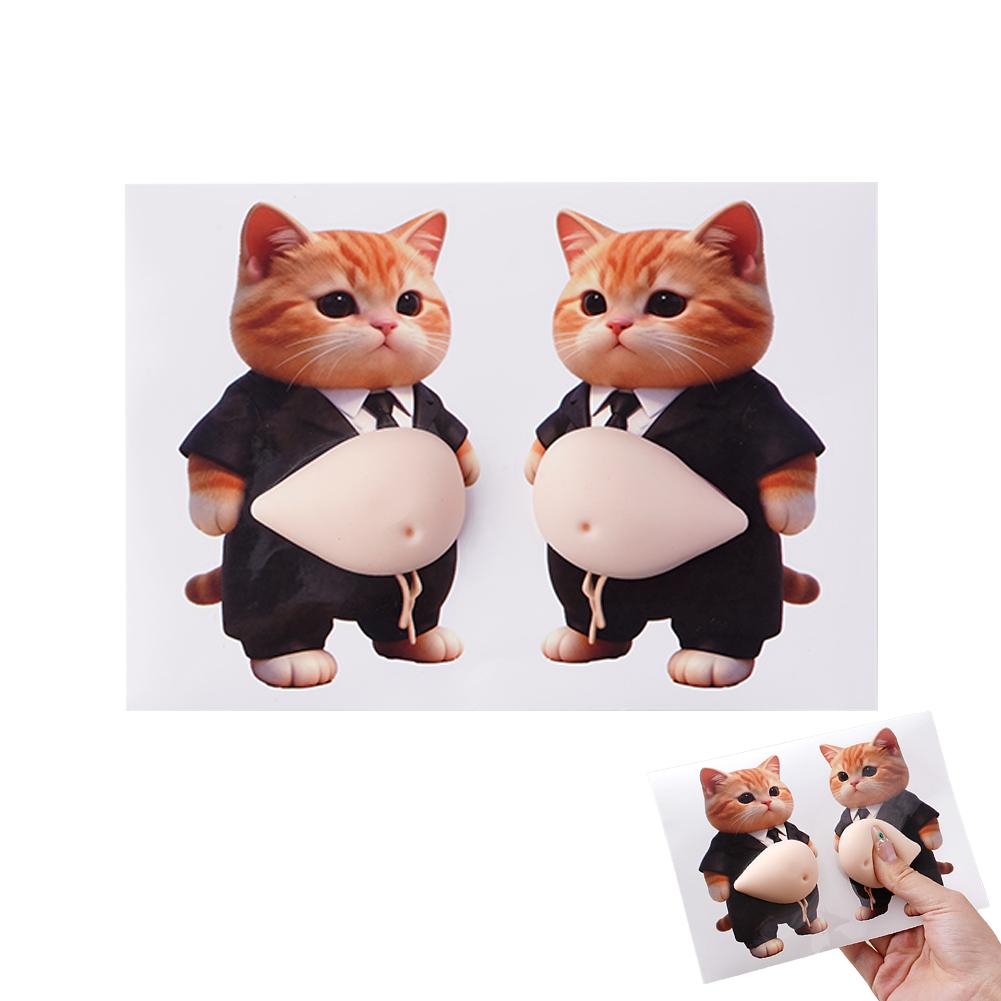 

3PCS 3D Teddy Dog Belly Stickers Cute Puppy Wearing Outfit Silicone Self-Adhesive Stress Relief For Home Decor And Phone