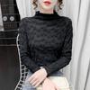 Stand-up Collar Pleated Long-sleeved Lace Shirt for Women In Autumn and Winter Slim Stand Collar Inner Bottom Top Lace Shirt