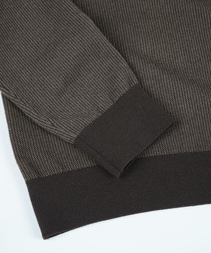 BIRBANTE Soft Washable Two-Tone Collared Knit - Brown