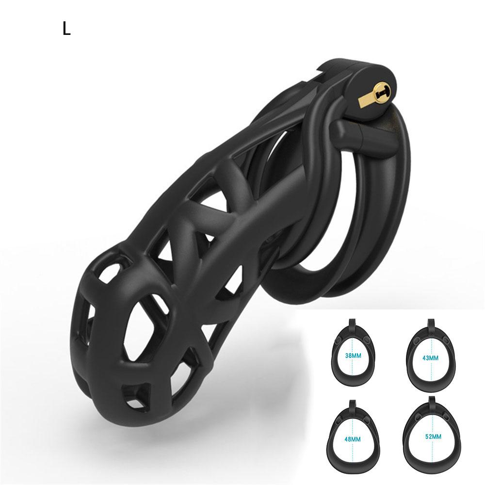 Male Chastity Cage Sleeve With 4 Size Resin Penis Rings Discreet Sissy Femboy Cock Cage Devices Men Adult Goods
