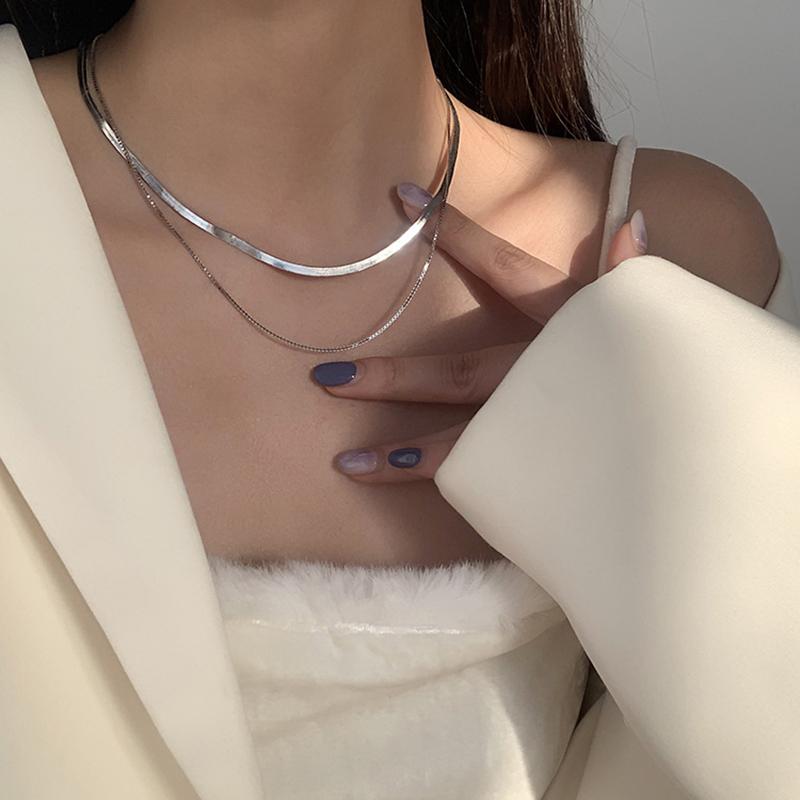 Double Layer Snake Chain Necklace For Women Trendy Choker Party Jewelry