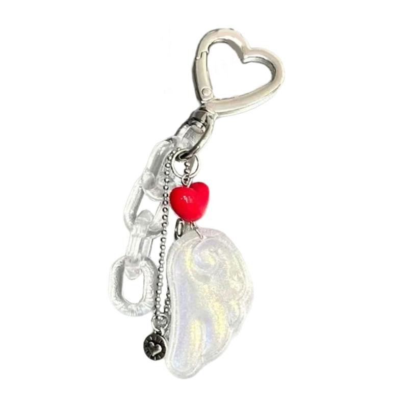 Handmade Beaded Keychain Bag Pendant Decoration With Wing Heart Charm Colorful Gift For Women Men