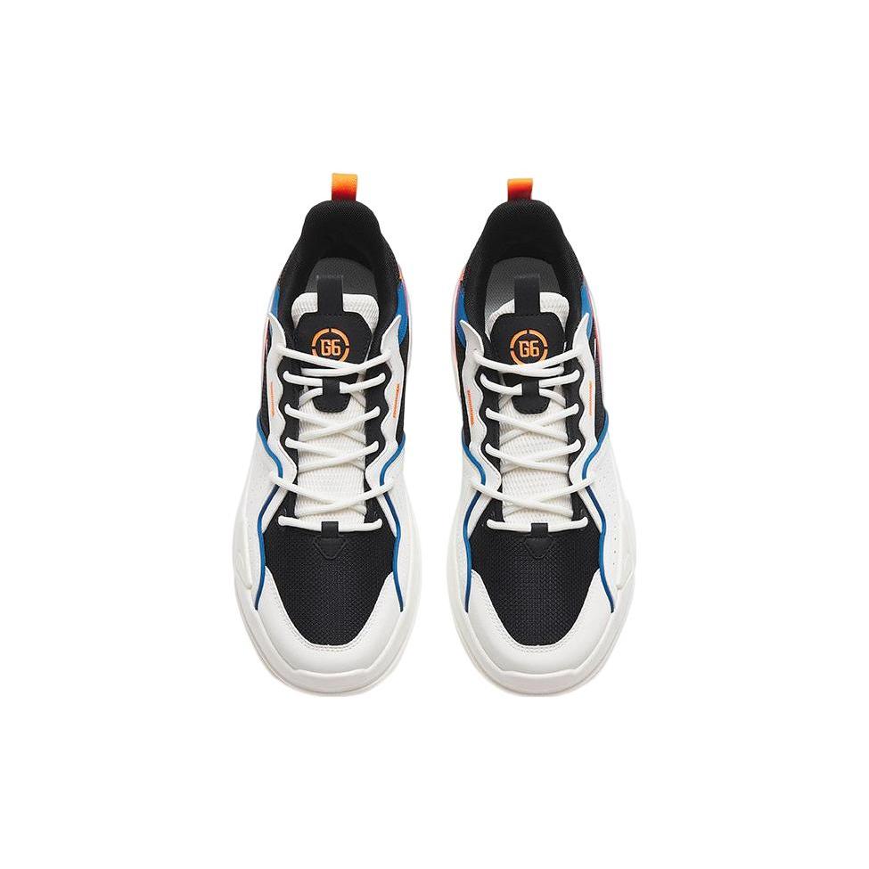 Anta G6 Soup Slip Resistant Abrasion Resistant Low Top Skateboard Shoes Men's Black White Orange 112318084-1