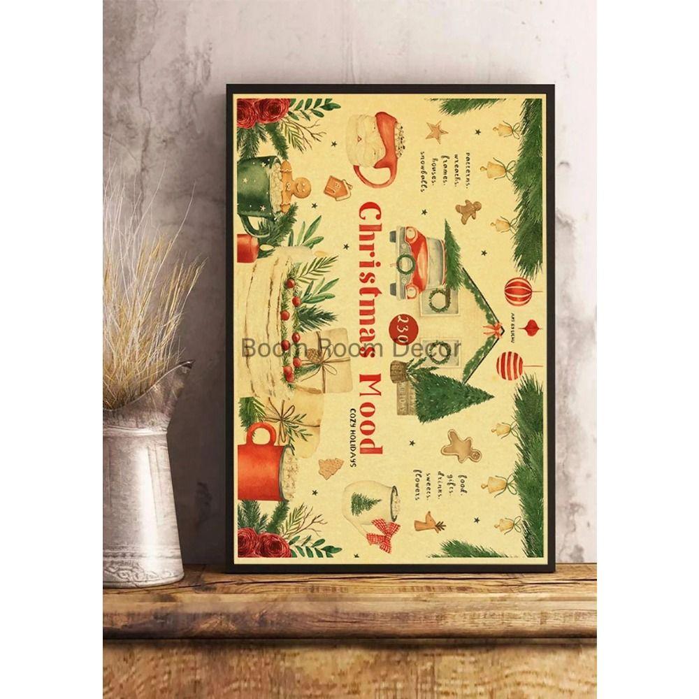 Vintage Christmas Metal Wall Decoration, Holiday Sticker Sign