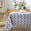 Blue Fish Pattern Dense Cotton Linen Fashion Banquet Table Cover Wedding Table | Tablecloths