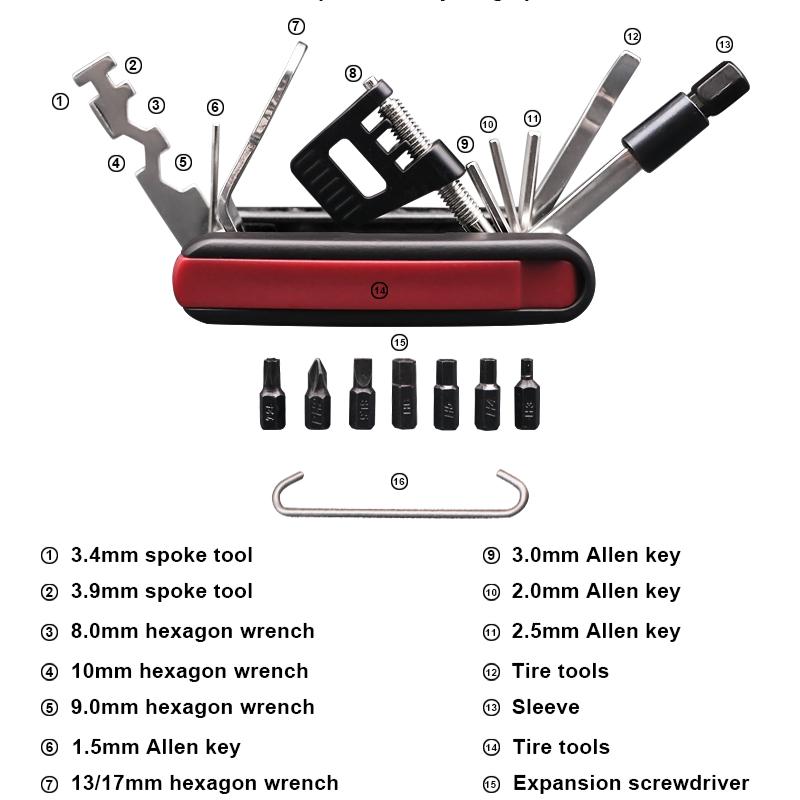 Bicycle Multifunction Tool Set Hex Screwdriver Chain Cutter Kit Folding Tire Repair Multitool MTB Road Bike Repair Accessories