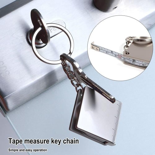 Keychain Key Ring Portable Stainless Steel Retractable Ruler Tape Measure Measuring Tool Multifunctional Decorative Attractive and Fashion