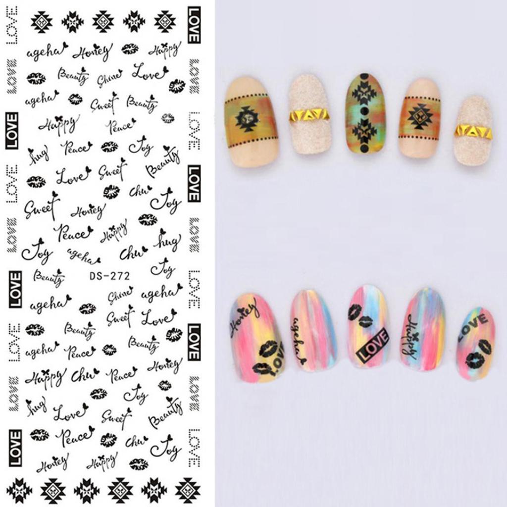 Flowers Feathers Butterflies Letters Pattern DIY Nail Art Sticker Manicure Tools