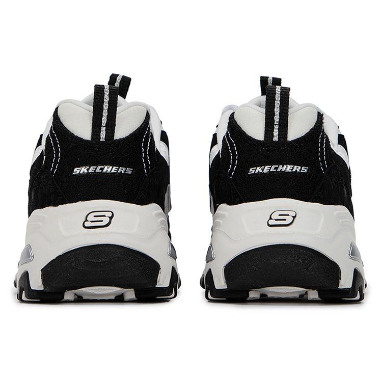 Skechers DLites 1.0 Synthetic Leather Mesh Comfortable Versatile Durable Breathable Mid-Top Dad Sneakers Women Sneakers Black White 896085-BKW