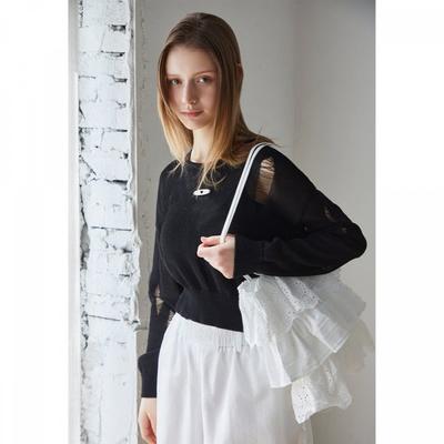 Destroyed Embroidery Knit Top  Es2okl06 