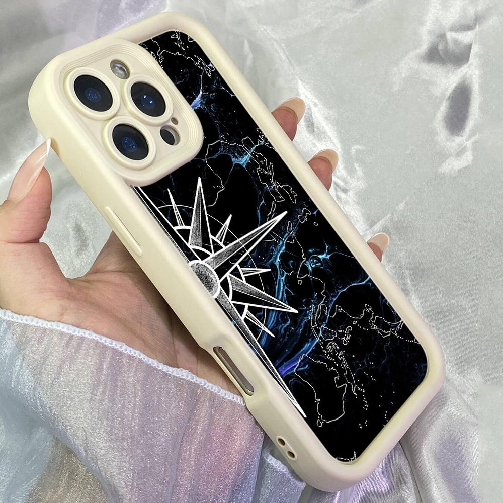 JT193 Compass Navigator for iPhone 17 16 15 14 Pro Max Samsung S26 S25 Ultra A17 A16 A07 A56 A06 A55 Xiaomi 15T Redmi 15c 14C Soft TPU Case