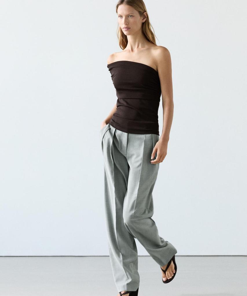 Masimodutti Asymmetrical Drape Neck Top
