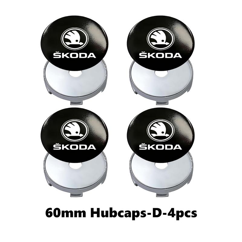 

For Skoda 4pcs 56mm 60mm Car Wheel Center Caps Hubcap Cover Fabia 1 2 Octavia a7 RS Superb Rapid Yeti Karoq Vision