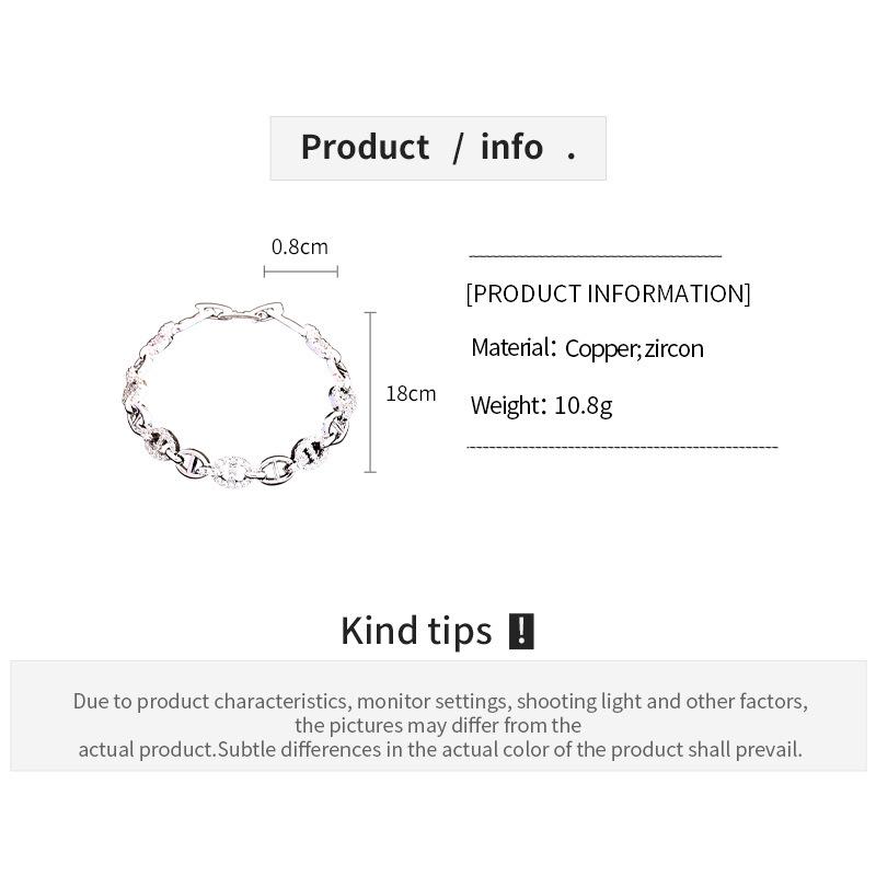 Zircon Pig Nose Chain Bracelet: Light Luxury, High-End Fashion, Niche Design Jewelry 