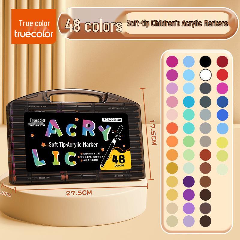 Pack de 80 Rotuladores Acrílicos de Punta Suave Color Verdadero - Caja Negra, No Manchan y Apilables para Arte Estudiantil