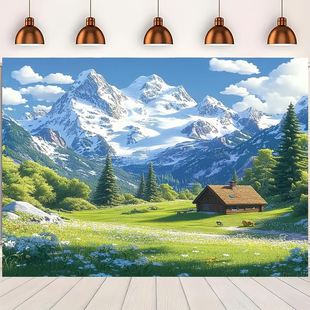 1 piece Alpine and Lake Luchina landscape background spring themed garden wall decoration no electricity required