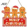Christmas Photo Background Prop Gingerbread Man Wooden Hanging Sign for Front Door, Merry Holiday Party Ornament Plaque with Lanyard, Wall Decoration