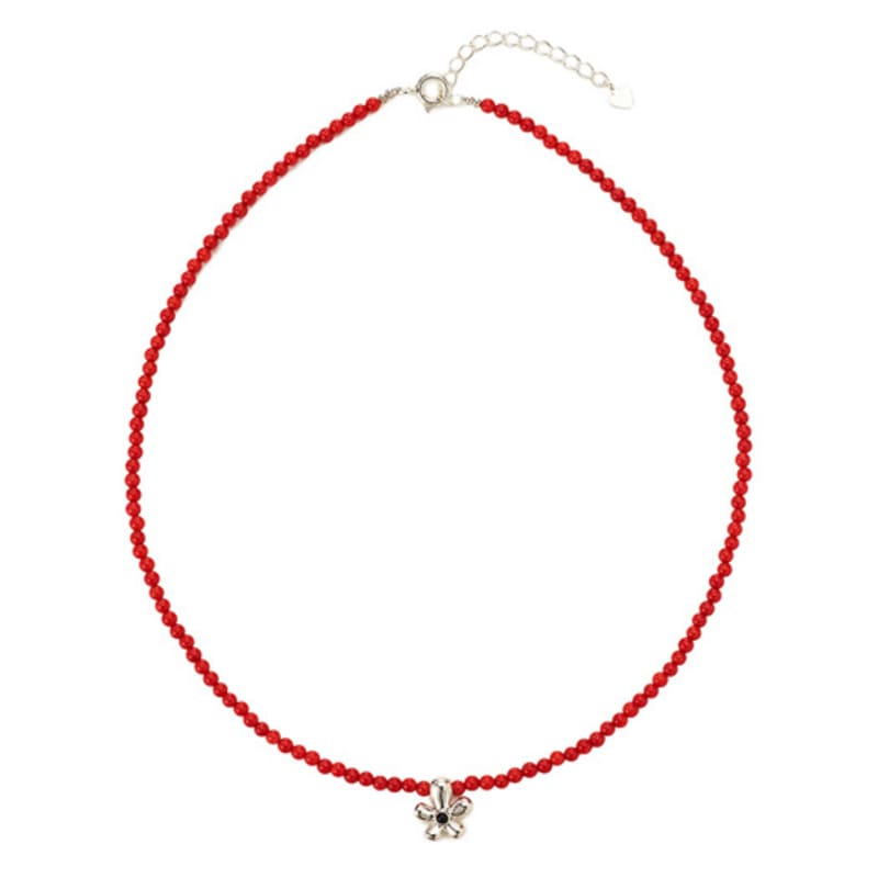 FINDELISE 925 Coral Daisy Pendant Necklace