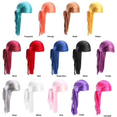 Unisex Imitated Silk Long Tail Bandana Turban Hat Breathable Biker Pirate Cap