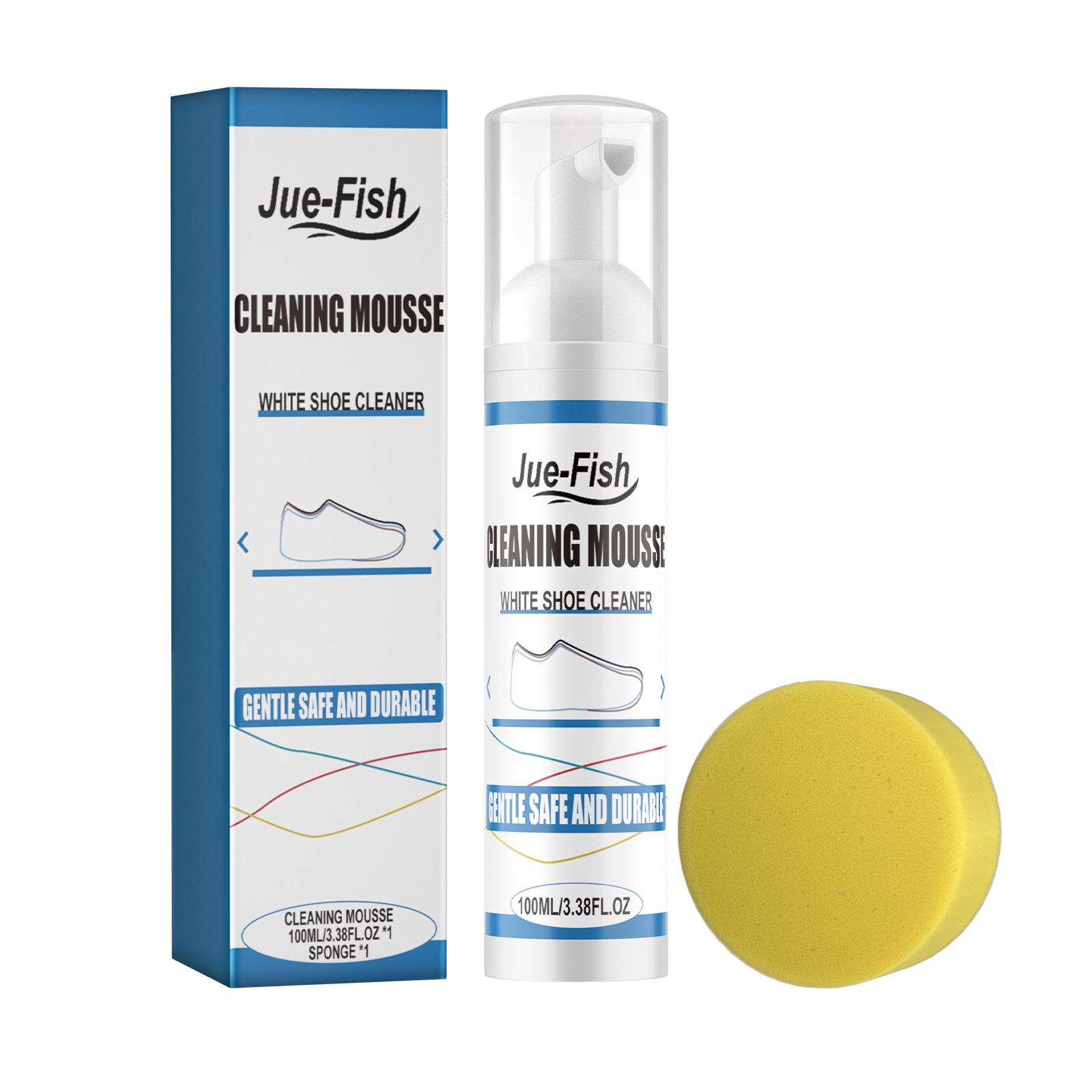 

JUE FISH Foam Mousse Cleaner for White and Sports Shoes - Stain Removal & Color Enhancing